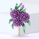 Purple Enamel Carnation Flower Bouquet Brooch Pin Mother's Day Floral Jewelry Gi Carnation