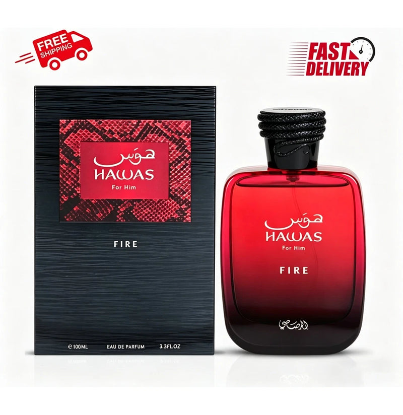 Rasasi Hawas For Him Fire 100ml / 3.4 oz Men Spray New In Box EDP