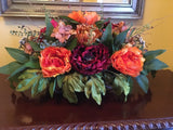 Year Round Floral Arrangement Burgundy And Orange Centerpiece Fall Centerpiece Hydrangea