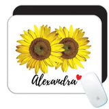 Gift Mousepad : Sunflower Personalized Name Flower Floral Yellow Decor Sunflower