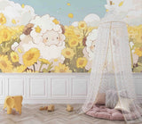3D Cartoon Sunflower Flower Sheep Wall Murals Wallpaper Murals Wall Sticker Sunflower