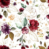Per HALF YARD 150cm Wide DIGITAL PRINT Gold Purple Rose Cotton Lycra Knit Fabric Flowering Plants