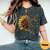 Sunflower Butterfly Flowers Gift Comfort Tee Sunflower