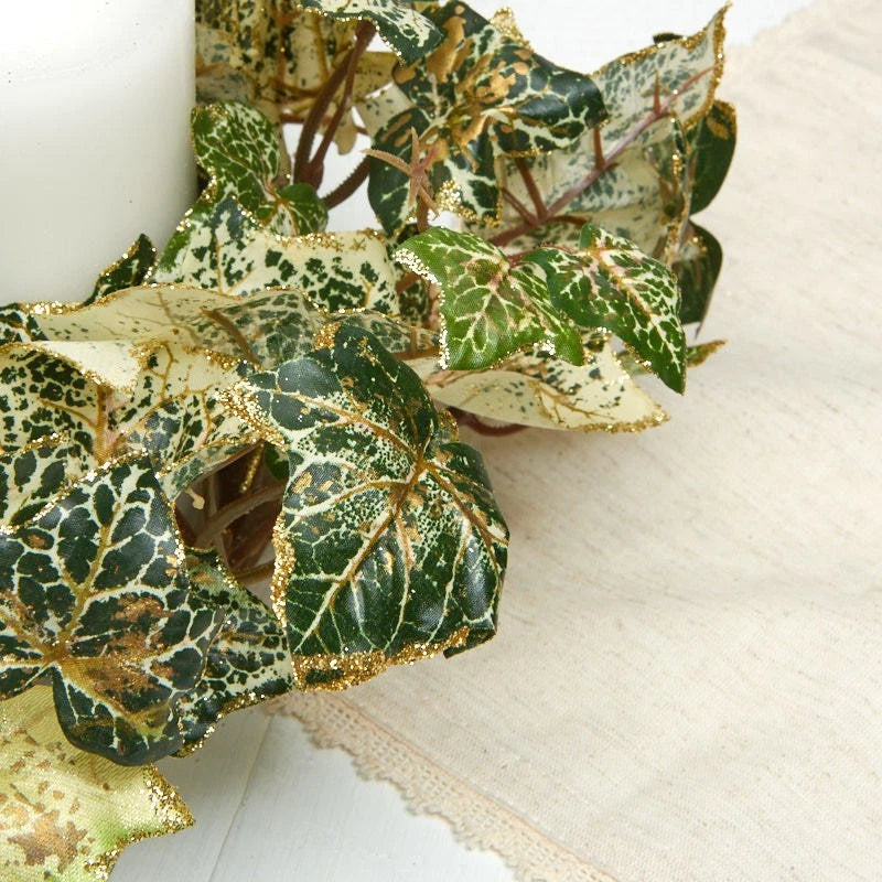 Set of 4 Glitter Accented Green Artificial Ivy 11" Rings Green Plant