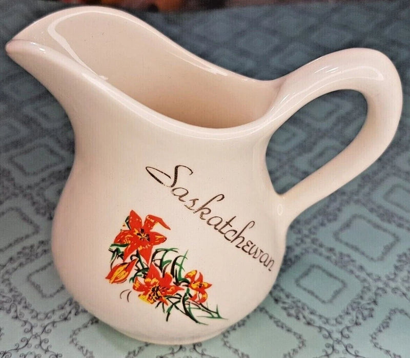 Vintage Miniature Saskatchewan Milk Pitcher Prairie Lily Flower Collectible Lily