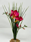 Dry Habitat Only 13" MAGENTA Pink FREESIA flower & Spike Weed combo Silk & plast Dried Flower