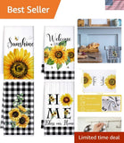 4 Pcs Sunflower Kitchen Towels Spring Summer Gifts Sunflower Floral Hand Dish... Sunflower