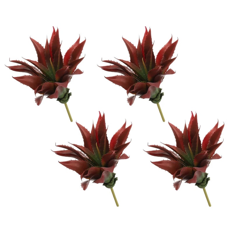 4Pcs Artificial Succulent Plants Fake Aloe Plant 10", Green/Red Brown Green Plant