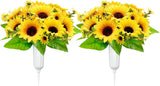 2 Sets Artificial Cemetery Flowers for Grave Decorations Yellow Sunflower Bouque Sunflower