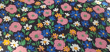 Vintage Black Multicolor Floral Cotton Fabric 41 Wide Sold BTHY Ditsy Flower Flowering Plants