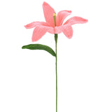 1-Pack Crochet Flowers, Knitted Artificial Wool Lily Flowers [Melon Pink] Lily