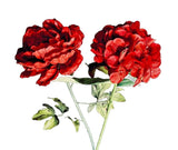 NWT Long-stem 30"  RED HYDRANGEA & ROSE- Faux Spring Silk 6" Flowers by Ashland Hydrangea