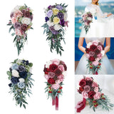 Wedding Bridal Bouquet Holding Bouquet Artificial Roses Waterfall for Ceremony Bouquet