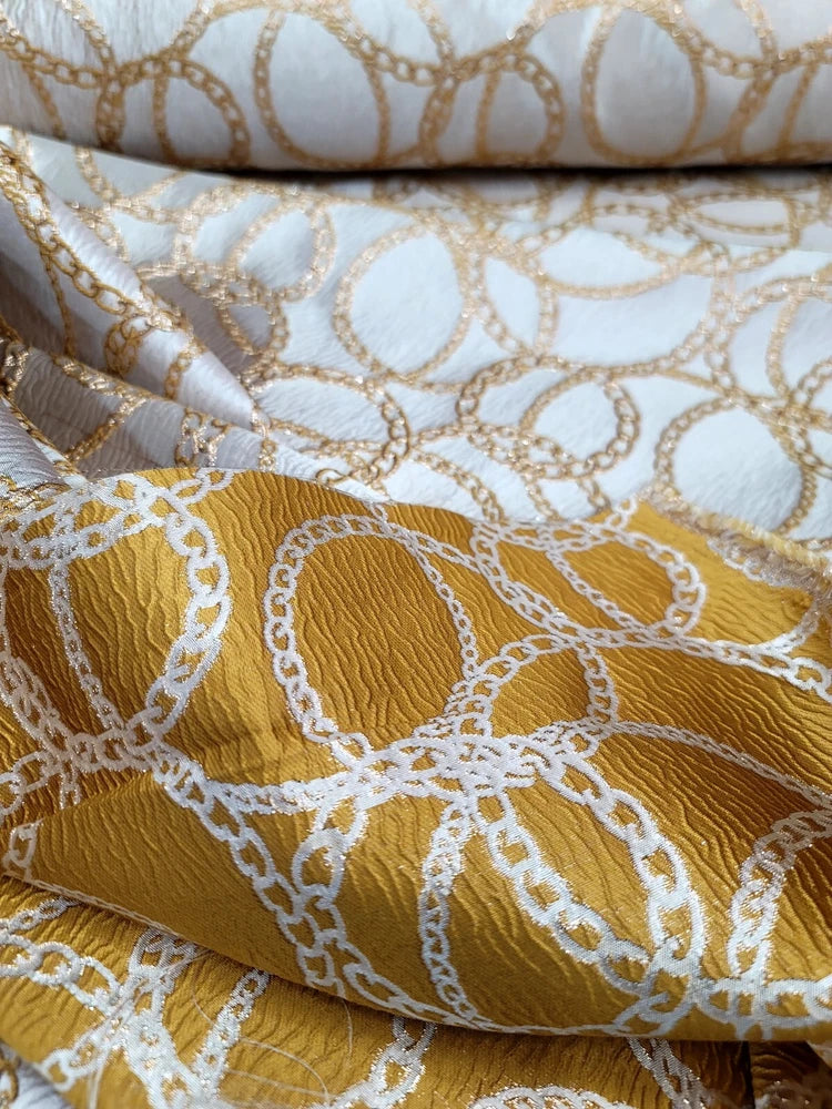 CHAMPAGNE GOLD Brocade Fabric Sold By The Yard Geometric Print For Dress Upholst Flowering Plants