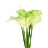 6 Pcs 13 Inch Artificial Calla Lily Fake Flowers Real Touch, Light Green/Yellow Lily