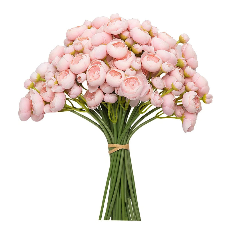 32Pcs Ranunculus Artificial Flower, Faux Silk Mini Pink Ranunculus Flowers fo... Ranunculus