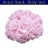 Light Pink 7cm Foam Flowers Rose Stems Artificial Wedding Bride Bouquet 20pcs Bouquet