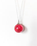 Handmade Red Hydrangea Flower Resin Necklace Sphere Pendant Unique Gift For Her Hydrangea