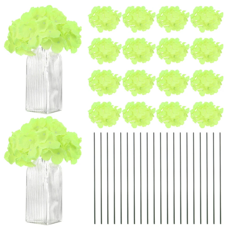 66-Pack Silk Hydrangea Flowers for Home Decor [Grass Green] Hydrangea