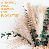2 Set Wooden Vases Pampas Grass Eucalyptus Boho Decor Living Room Modern Rustic Pampas Grass