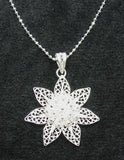 Sunflower Sterling Silver Woven Necklace 16" or 18" Sunflower