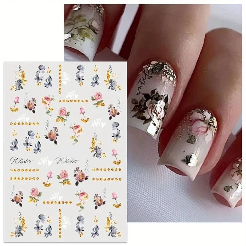 Nail Art Stickers Transfers Spring Summer Flowers Floral Fern Daisy  (PM133) Daisies