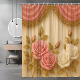 Elegant Floral Shower Curtain with Pink and White Roses Roses
