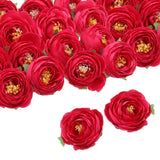30pcs Artificial Camellia Flower Heads,1.2" Silk Fake Camellia Heads, Rose Red Roses