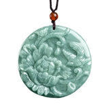 50.8mm Natural Jade Peony Flower Magpie Pendant Jade Pendant High End Peony