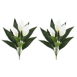 Spathiphyllum Artificial Plants with White Flowers, 2-Pack Green Leaves Artif... Lily