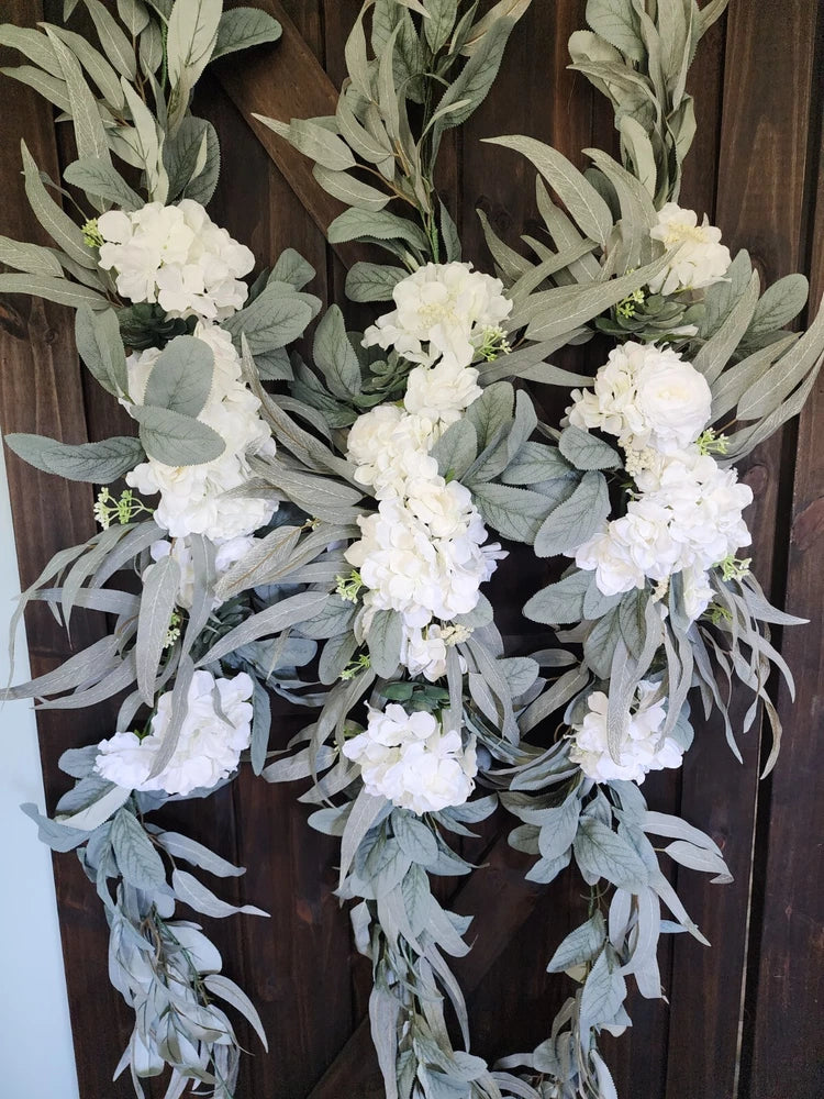 Ashland Centerpiece Garland | 6ft | White Hydrangea with Succulents | Set 3 NEW Hydrangea