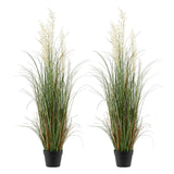 VEVOR Artificial Grass Plant 47 Inch Reed Flower Grass In Pot 2 Pack Green Green Plant