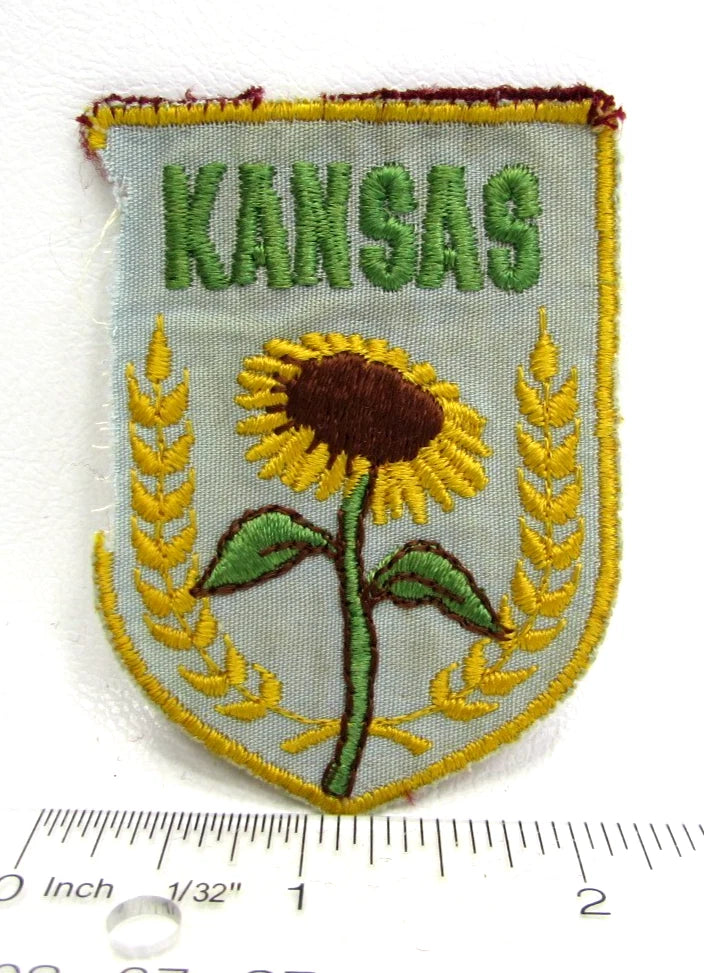 Vintage Kansas Jacket Patch Badge Sunflower State Flower Travel Souvenir a Sunflower
