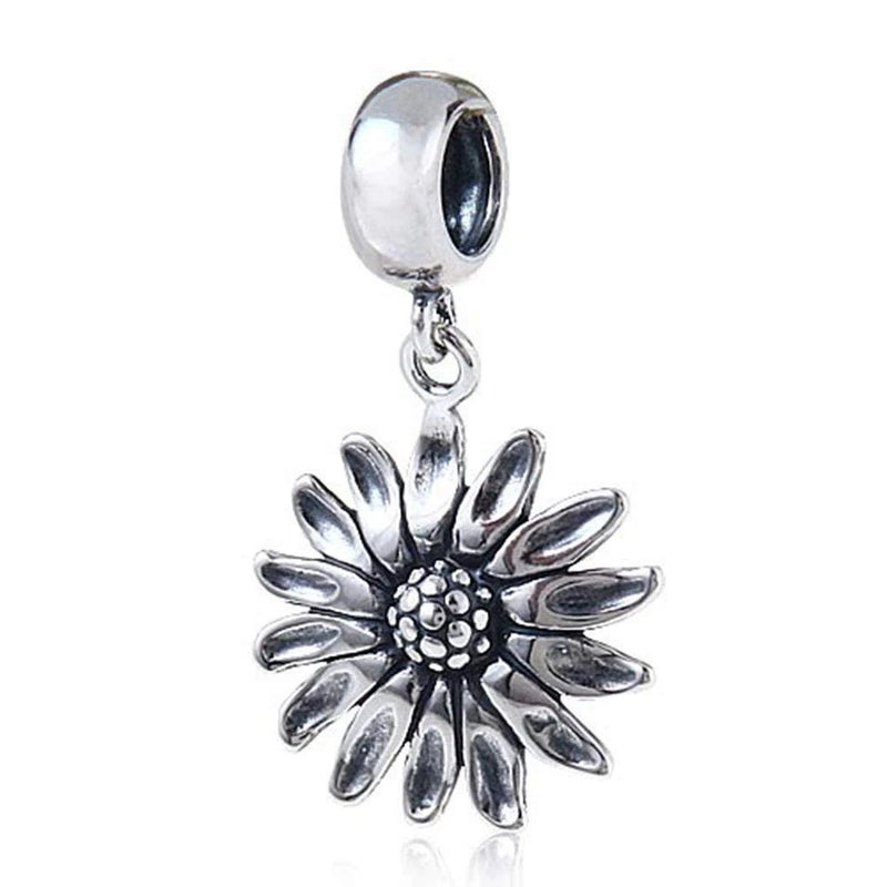 Sunflower Charm 925 Sterling Silver Sun Flower Charm Birthday Charm Anniversary Sunflower