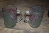 Set of 2 HYDRANGEA GARDEN FLORAL Frosted Glass MUG 12 oz Hydrangea