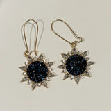 Midnight Bloom Ð Navy Crystal Sunflower Drop Earrings Sunflower
