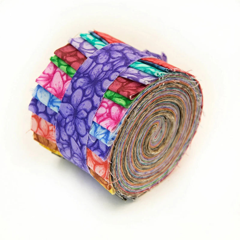 2.5 inch Awesome Blossoms Jelly Roll 100% cotton fabric quilting strips 17 piece Flowering Plants