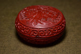 Collectible Chinse old red lacquer ware hand carven peony flower Jewelry box Peony