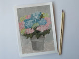 Hydrangea Original Acrylic Painting on Paper 5" * 7" Floral Farmhouse Wall Art Hydrangea