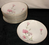 9 Japan ROYAL COURT CHINA * CARNATION * 5 1/2"  DESSERT BOWLS Carnation