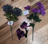 Artificial / Fake Flower Bundles, Hydrangea Dahlias Purple Lot Hydrangea