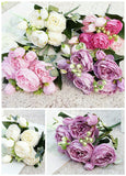 Artificial Silk Peony Rose Flower Fake Wedding Bouquet DIY Home Party Decor Peony