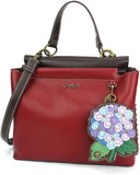 NEW Chala Converts  Satchel Crossbody Tote Burgundy Red Vegan HYDRANGEA Flower Hydrangea