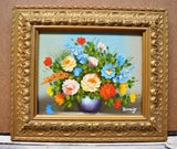 OIL PAINTING ROSE SUNFLOWER BABY BREATH 10" HAND PAINTED DECOR ART GIFT 356 Sunflower