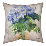 HYDRANGEA BOUQUET INDOOR OUTDOOR TEXTURED THROW PILLOW - 18" SQUARE Hydrangea