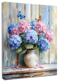 Vintage Blue and Pink Hydrangea AbstractÊWallÊArtÊforÊBathroomÊLivingÊRoom Hydrangea