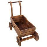 Wooden Wagon Planter Box Mobile Garden Planter Decorative Flower Planter Cart Garden Plants