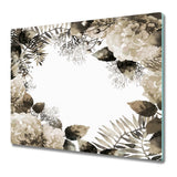 Glass Kitchen Chopping Cutting Board Hydrangea flowers Vintage leaf 60x52 Hydrangea