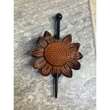 Handmade Leather Sunflower Hair Stick Pin Boho Rustic Accessory Sunflower