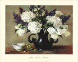 White Hydrangeas and Stock In Black Vase 24x30 Print Joe Arnett Hydrangea